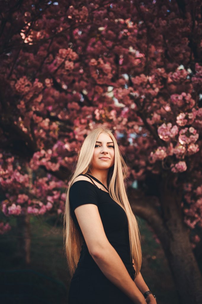 Shooting Nancy Portrait 54 Soleil Printemps Fleurs rose Arbre