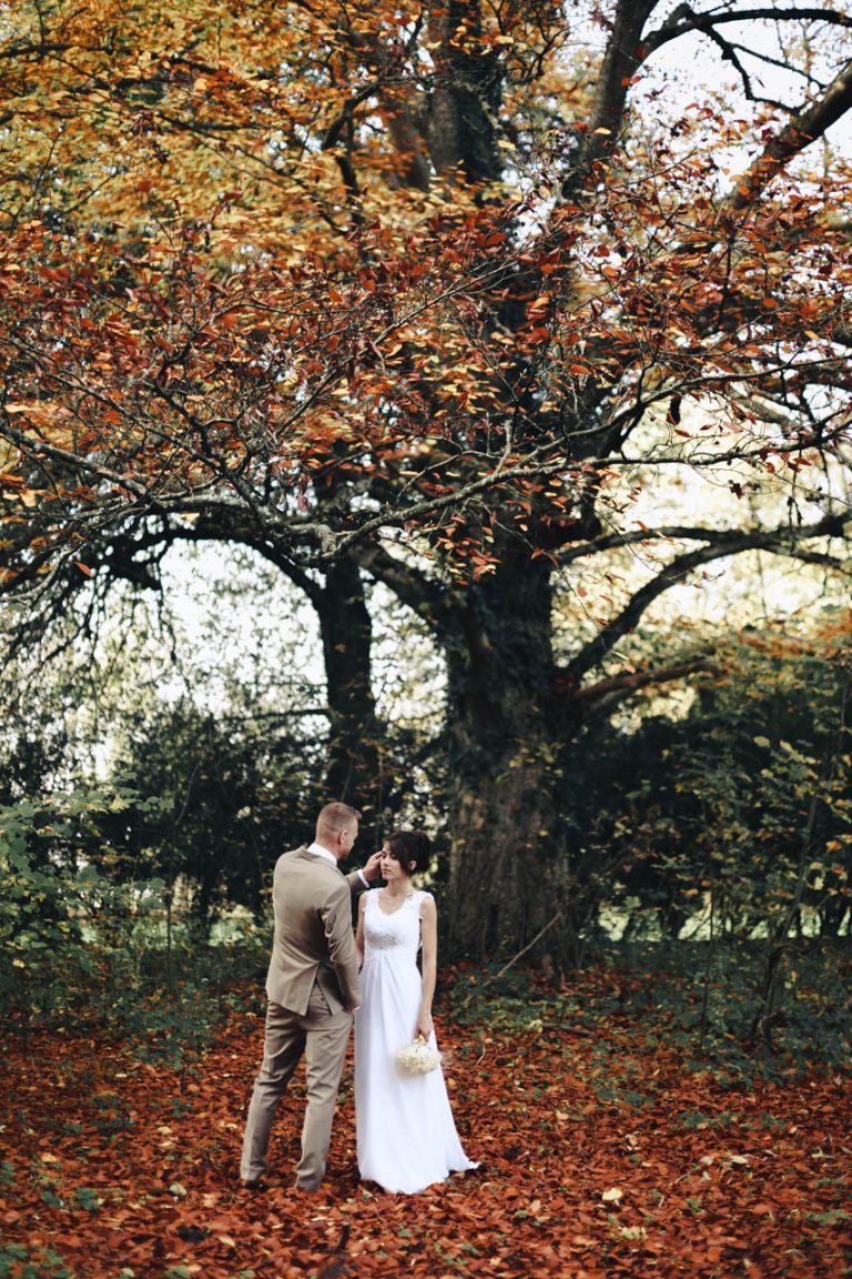 Mariage Automne Couleurs Orange Jaune Mariés Shooting Photo Couple